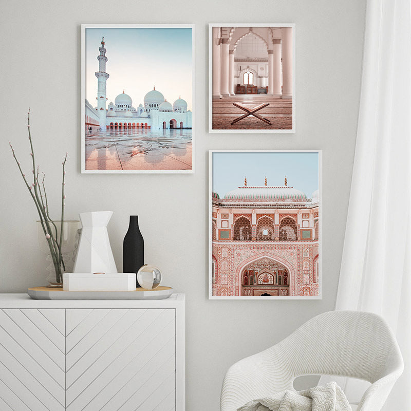 Islamic Small Fresh Living Room Bedroom Background Wall Art Poster Sea View Desert Picture