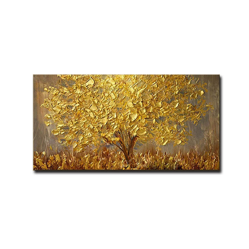 Haven And Hue | Golden Tree Textured Canvas Art