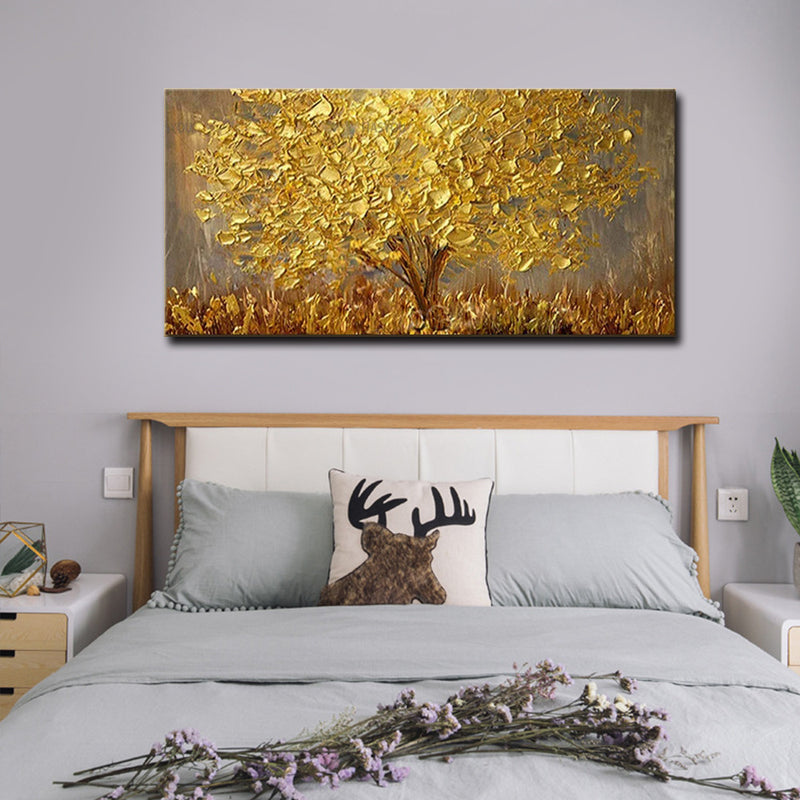 Haven And Hue | Golden Tree Textured Canvas Art