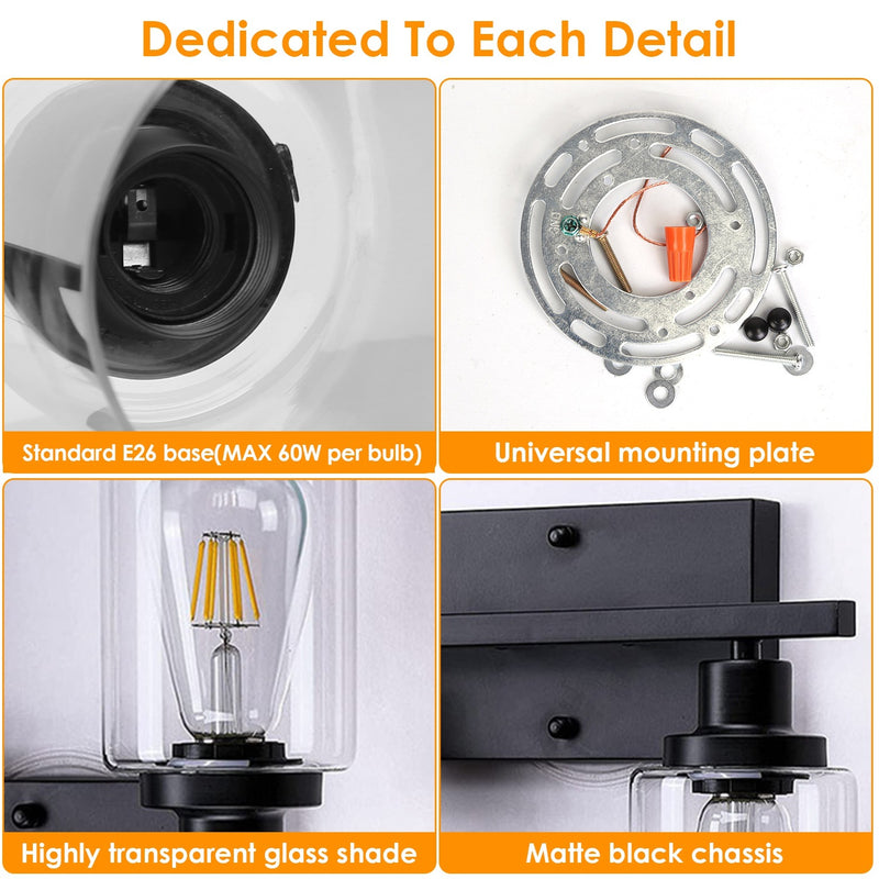 Haven And Hue | 3-Light Clear Glass Wall Sconce