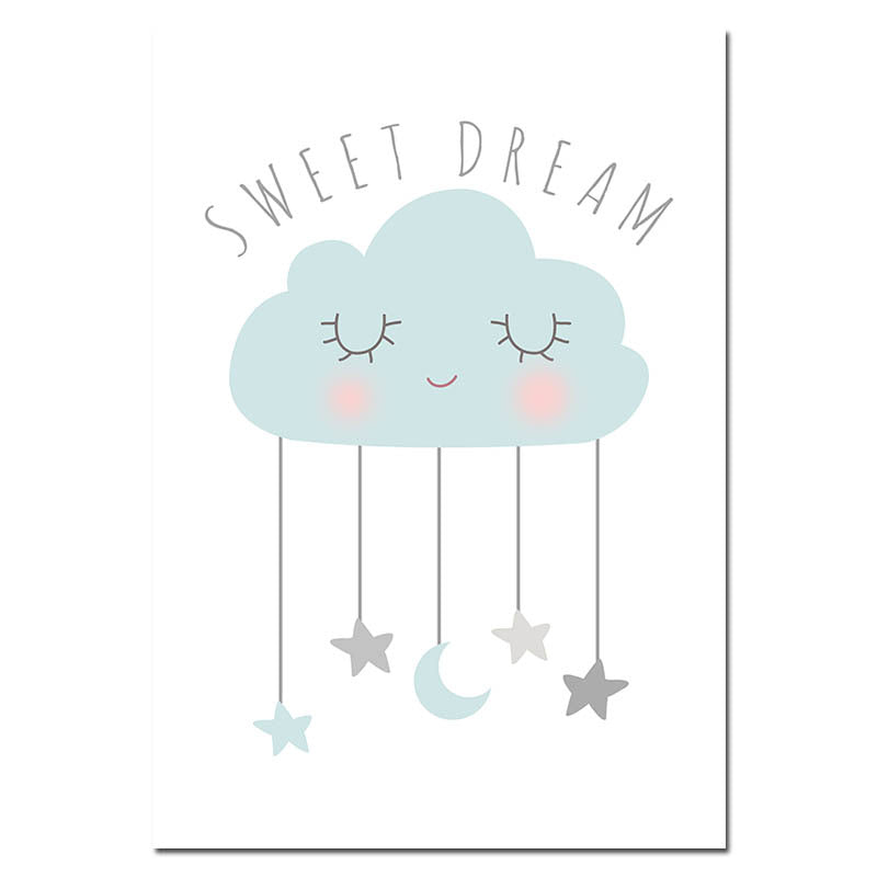 Moon Nebula Nursery Quote Children Poster Wall Art Canvas Painting