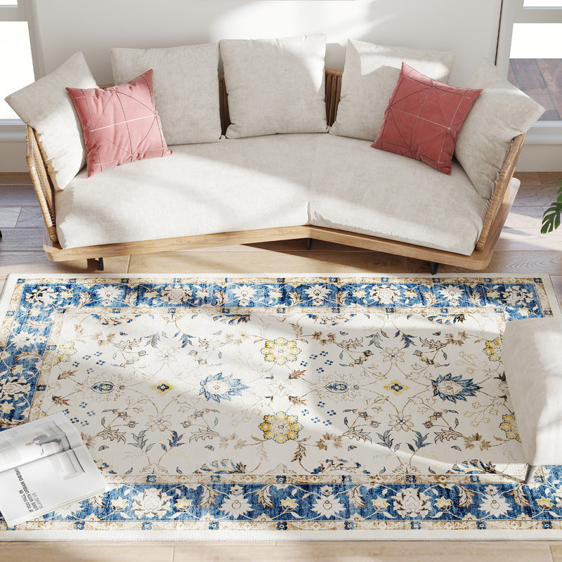 Haven And Hue | Boho Floral Washable Area Rug