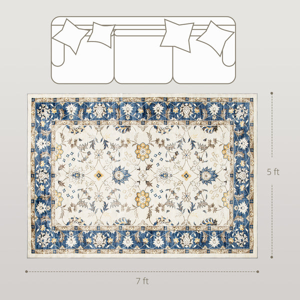 Haven And Hue | Boho Floral Washable Area Rug