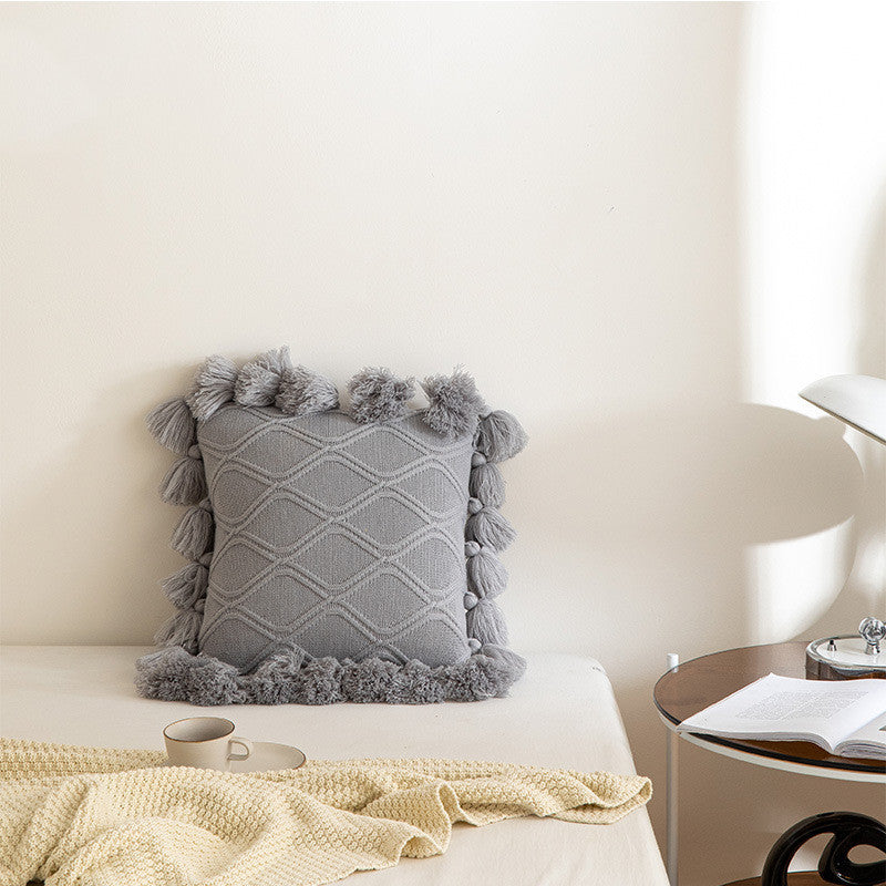 Haven And Hue | Knitted Tassel Throw Pillow Cushion