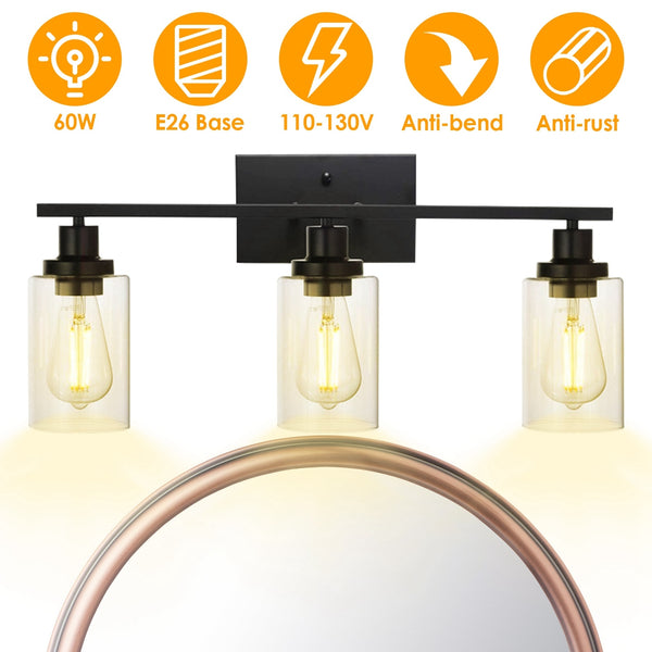 Haven And Hue | 3-Light Clear Glass Wall Sconce