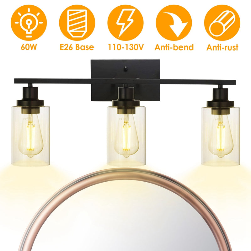 Haven And Hue | 3-Light Clear Glass Wall Sconce